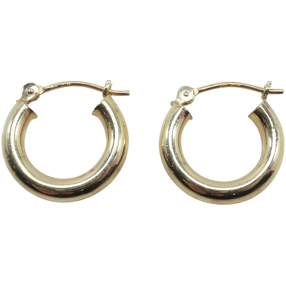 14K GOLD Small Hoop Earrings, .5 dwt, 5/8 in. diameter (1 of 14)