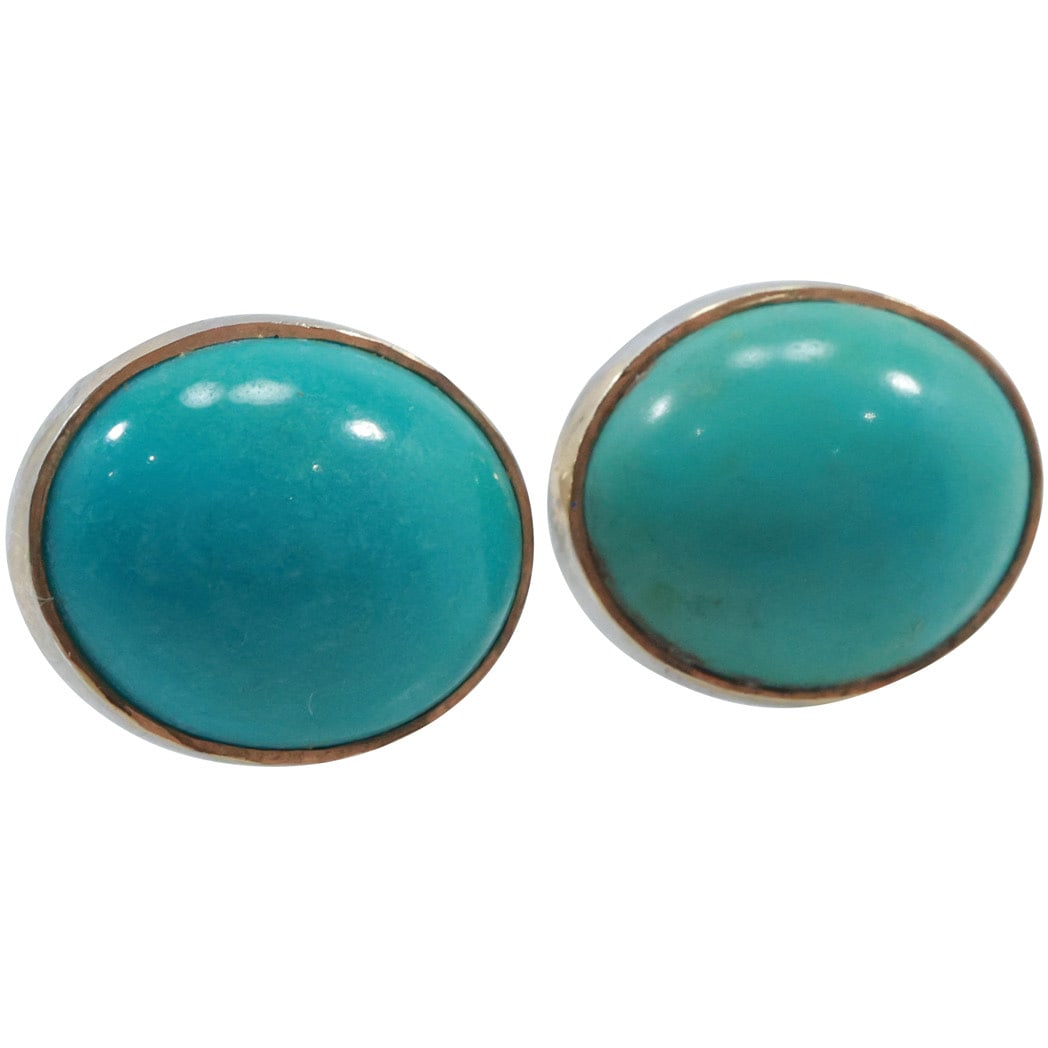 marked 585 post, .925 Sterling Silver Earrings with Sleeping Beauty Turquoise, Pierced Earrings (1 of 12)