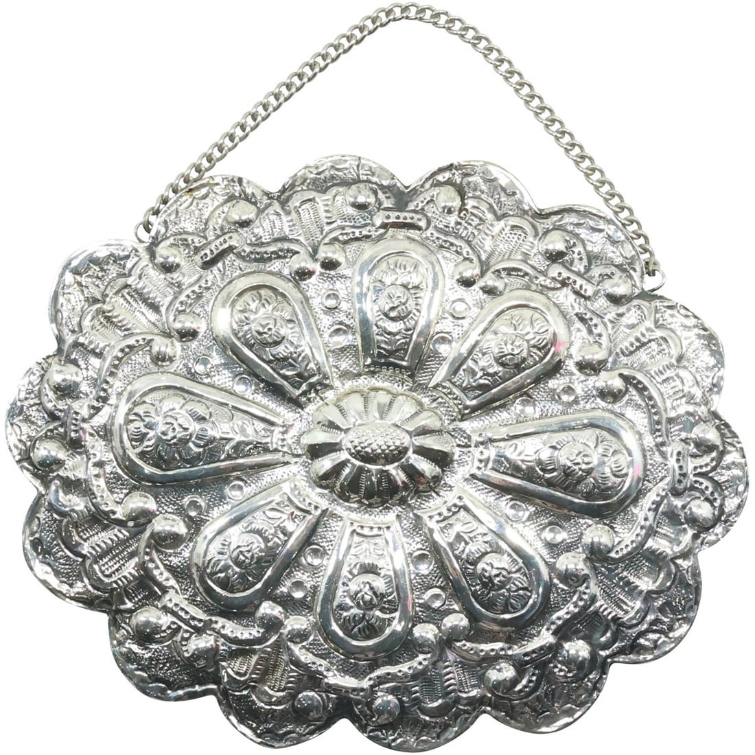Sterling Silver Fancy Framed Hanging Mirror 5 1/2 in. x 4 1/2 in.: Sterling Silver Fancy Framed Hanging Mirror 5 1/2 in. x 4 1/2 in.
