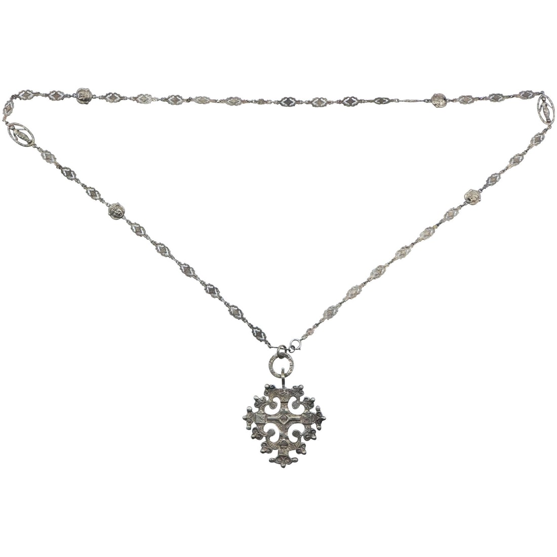 Rare Circa 1750-early 1800s Religious Rosary Pendant Necklace 40 in. x 3 1/4 in. x 2 1/2 in. (1 of 20)