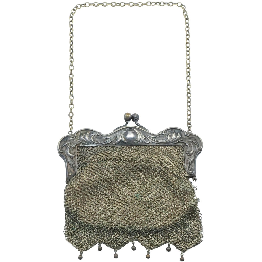 German Silver BNC Victorian Mesh Purse 6 in. x 6 1/2 in. (1 of 19)