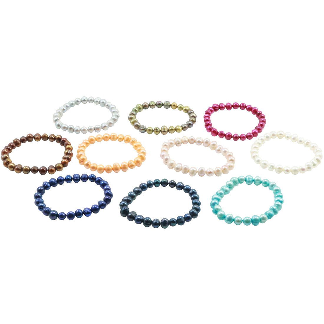 [10] Assorted Colors Genuine Dyed Freshwater Baroque Pearls Bracelets (1 of 19)
