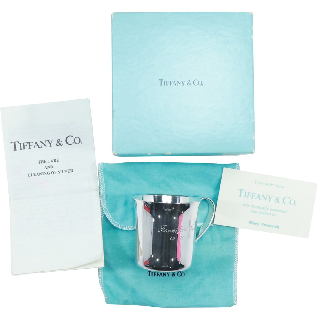 TIFFANY & CO MAKERS Sterling Silver Cup weighs 3.28 troy ounces with Fabric Pouch, Box, Papers (1 of 17)
