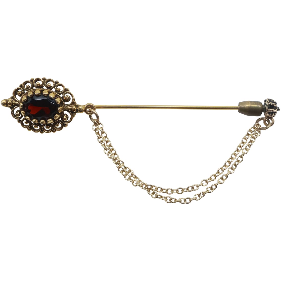 14K GOLD and Garnet Stick Pin Victorian 1880-1900, 1 1/2 in. x 1/2 in. (1 of 13)