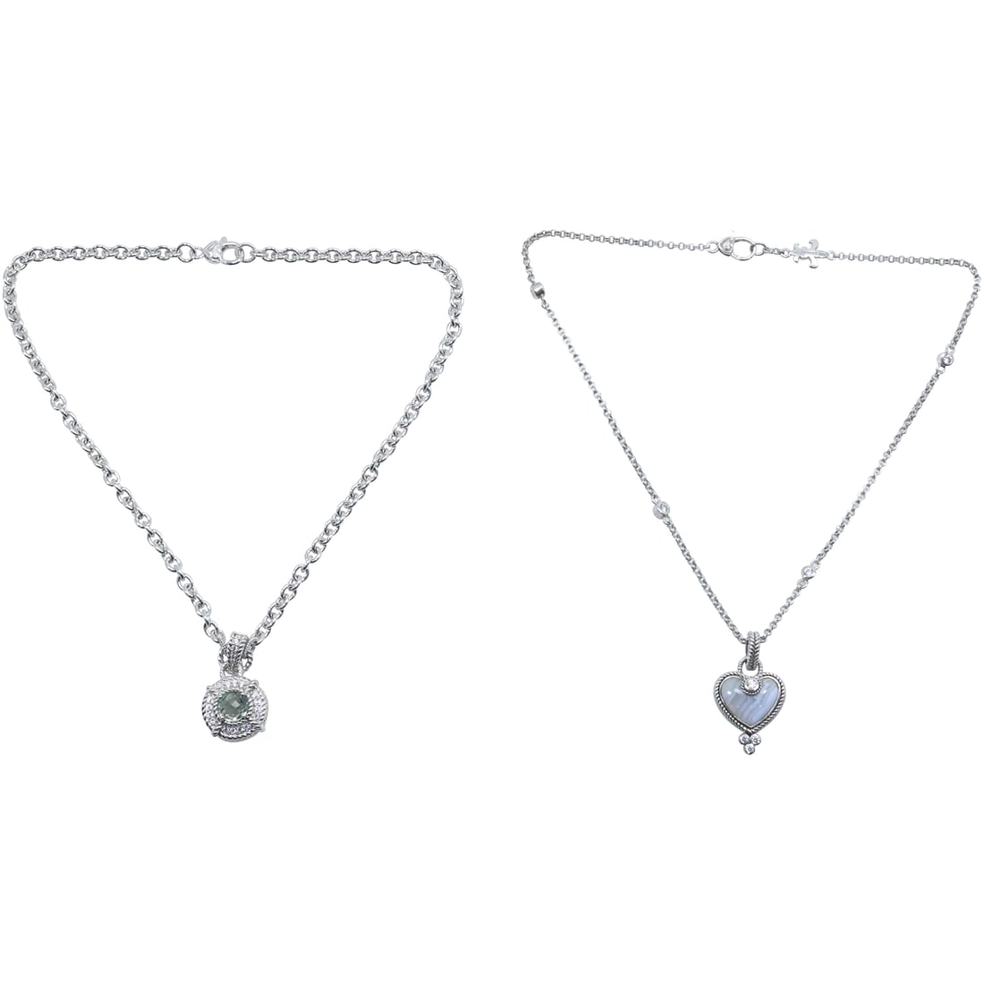 Judith Ripka .925 Sterling Silver Heart Pendant Necklace; Judith Ripka .925 Peridot & CZ Pendant (1 of 20)