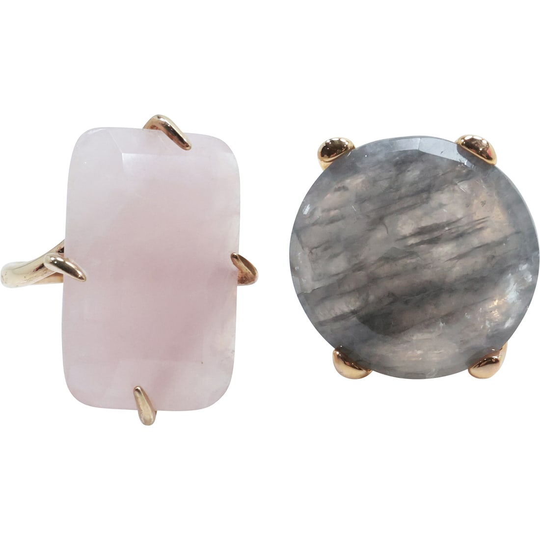 [2] .925 Milor Italy Sterling Silver with Rose Quartz Ring Size 10 & .925 Agate Quartz Ring Size 10 (1 of 20)