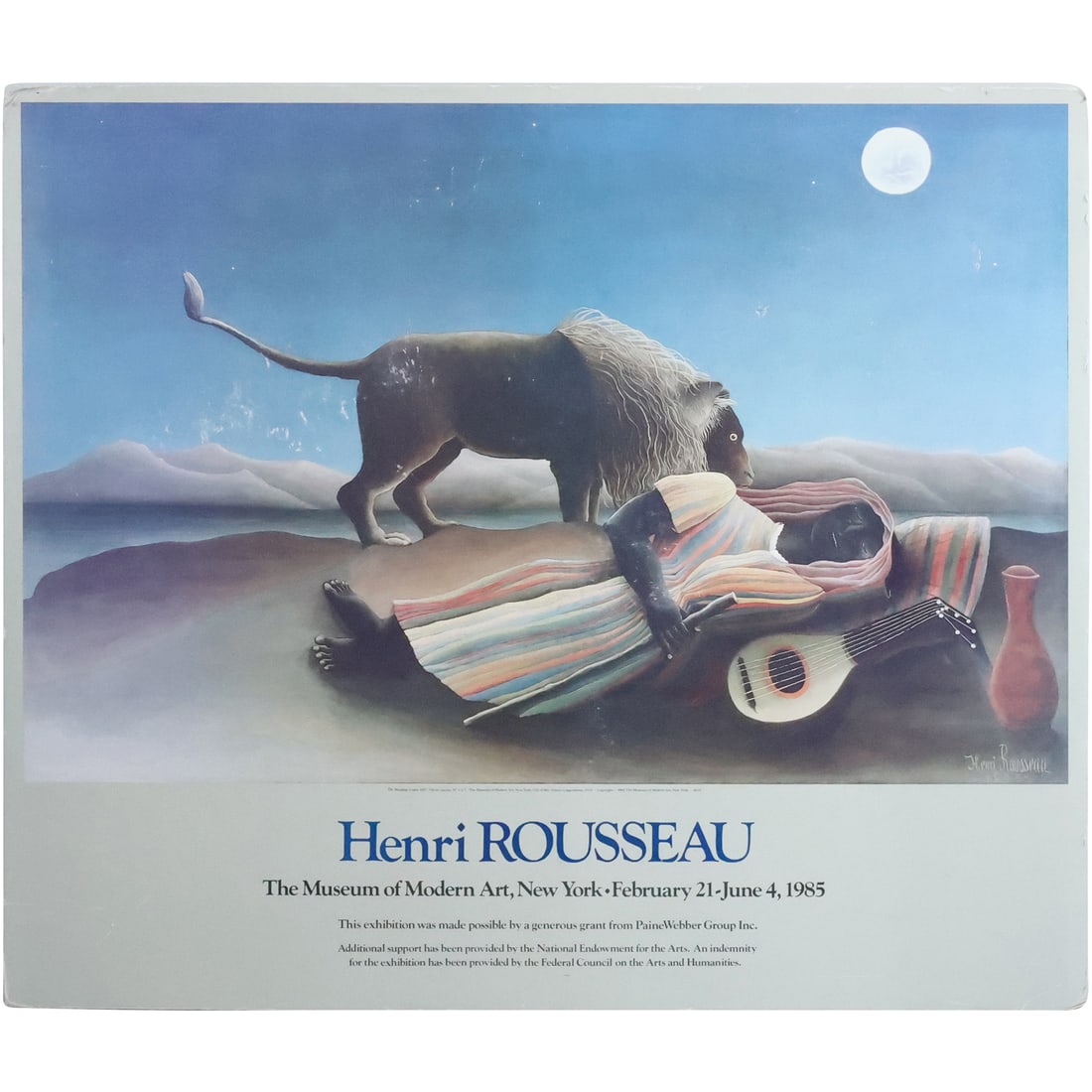 Henri Rousseau: Jungle Dreams - Museum of Modern Art, New York, Exhibition Poster (1985): Journey into the enchanting world of Henri Rousseau with this vintage exhibition poster from the Museum of Modern Art, New York, dated February 21 to June 4, 1985. The poster serves as a visual gatewa