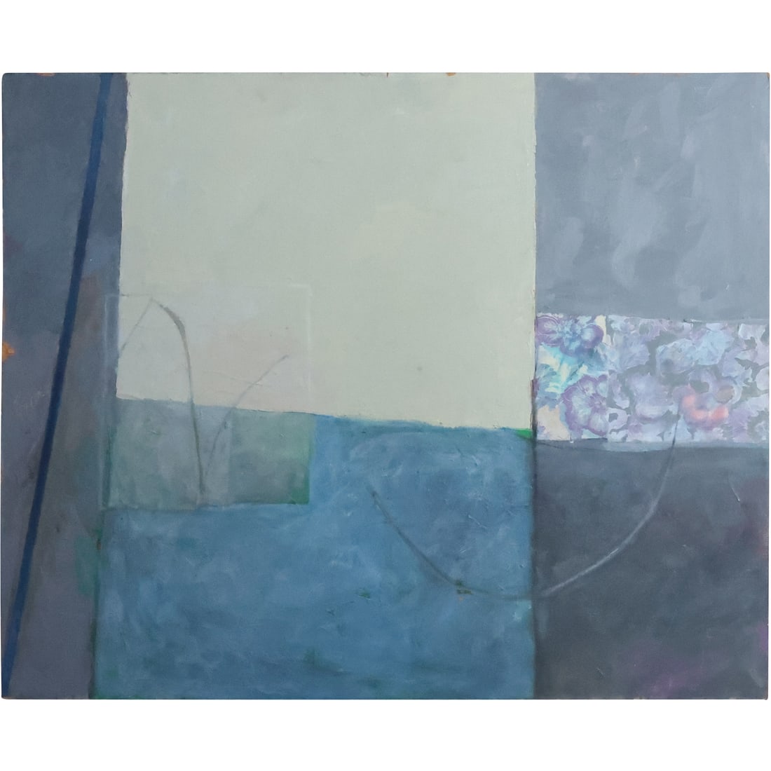 David Hales, [20th C, Brooklyn NY,] Abstract Oil Painting on Boards, Blues, Signed on Verso (1 of 20)