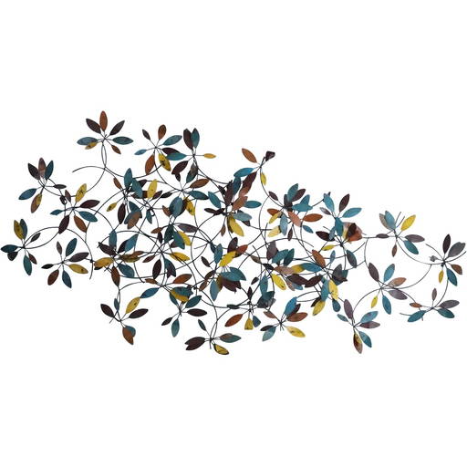 Mid Century Modern Metal Wall Hanging Sculpture Flowers And Vines