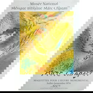 Vintage Poster: MARC CHAGALL, Musee National, September 1974, Nice: Vintage Poster: MARC CHAGALL, Musee National, September 1974, Nice. size: 30 in. x 20.75 in.
