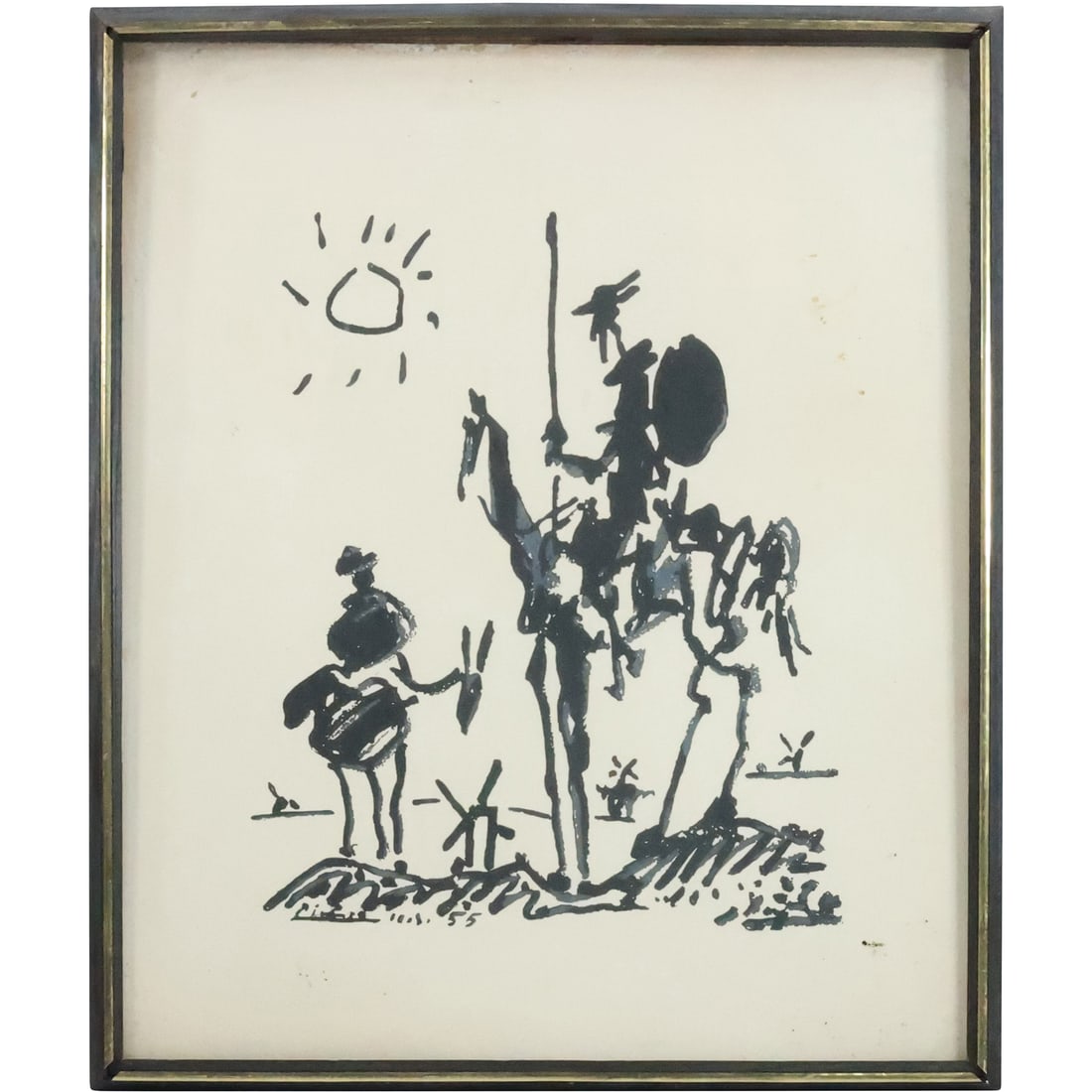 Pablo Picasso Vintage Lithograph of Don Quixote, Signed in Plate, Framed (1 of 20)