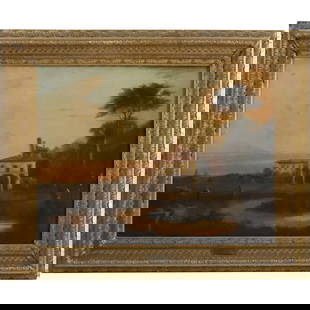 Alfred Jacob Miller, 1810-1874 American, Oil on Canvas Painting Landscape with Villa: Alfred Jacob Miller, 1810-1874 American, Oil on Canvas Painting Landscape with Villa. size: 18 x 24, 24.5 x 30.25 outside frame. Alfred Jacob Miller (1810 - 1874) was active/lived in Maryland. Alfred