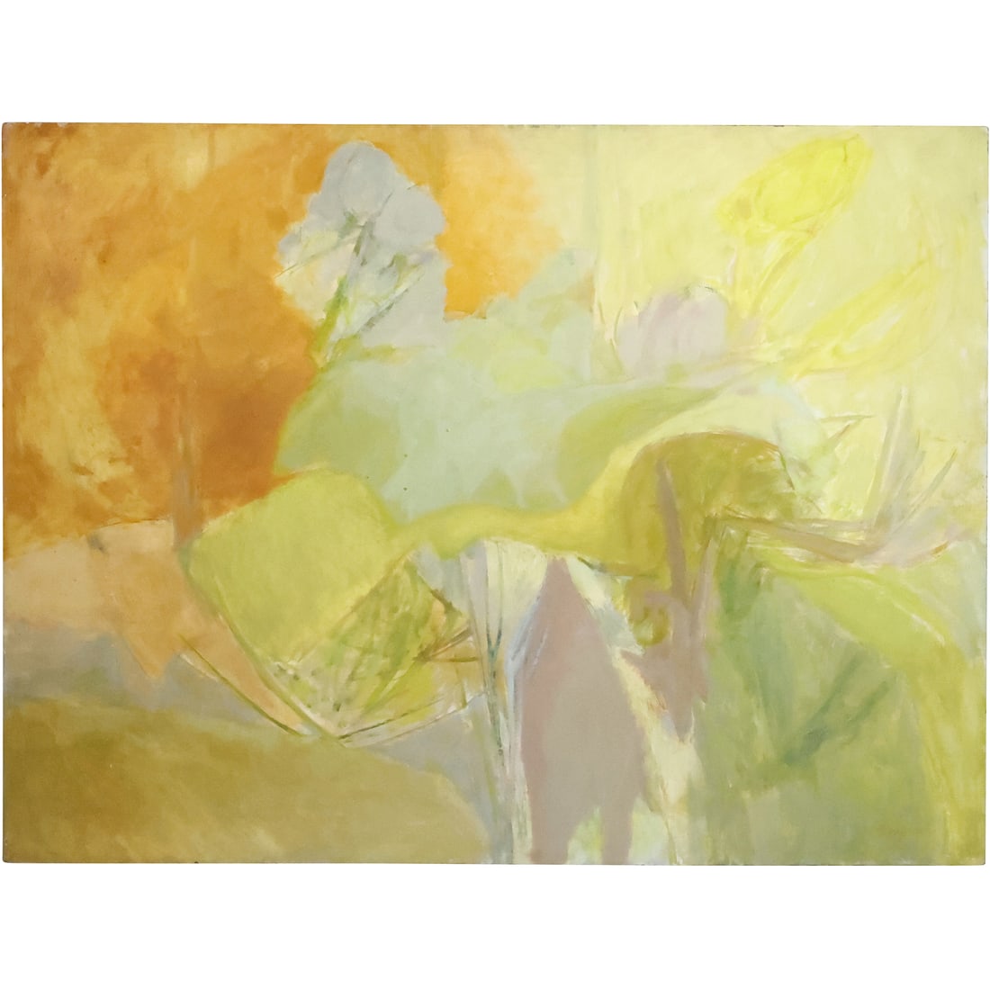 Robert Angeloch 1922-2011, Large Size Oil on Board Painting Abstract Autumn Landscape, Signed (1 of 20)