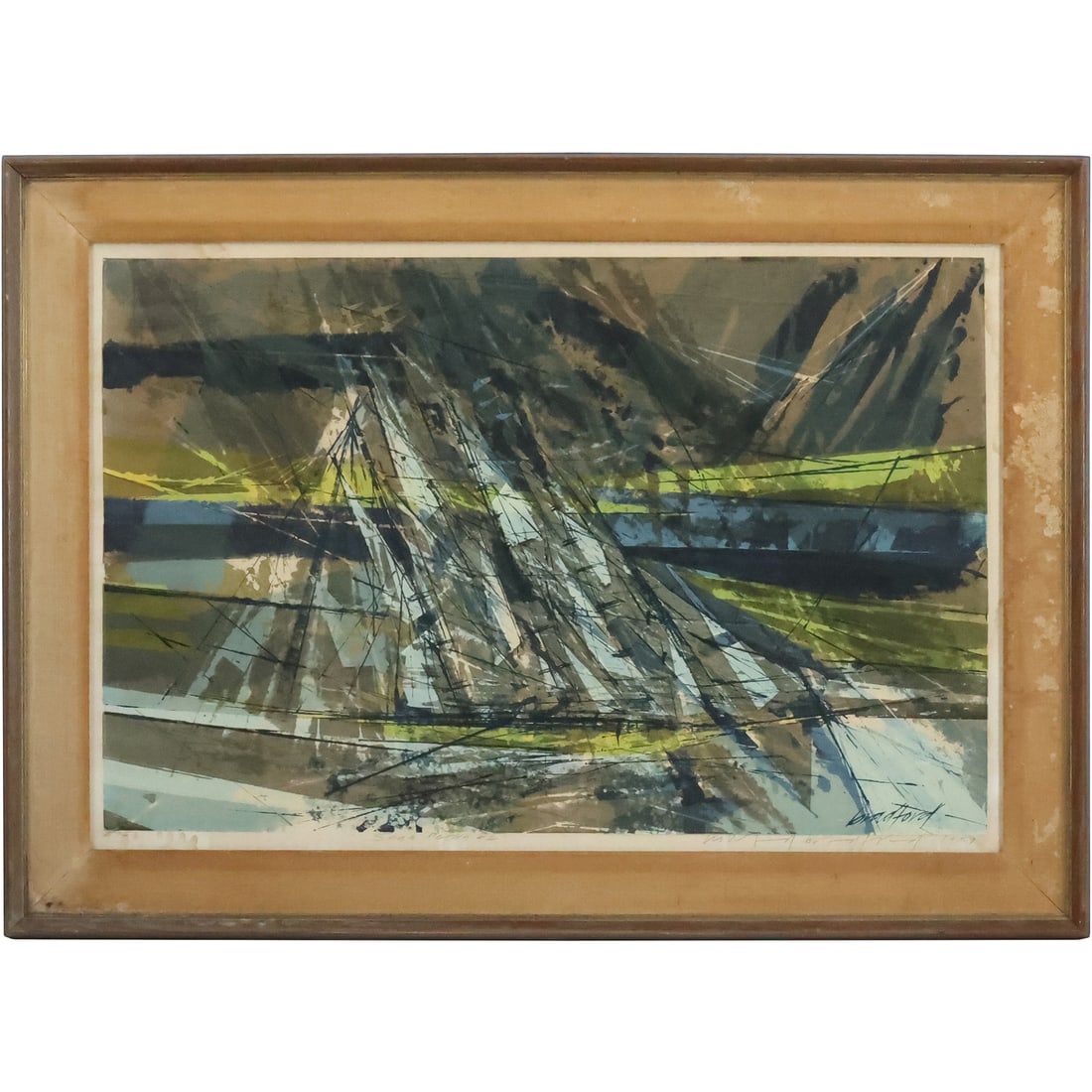 Bradford 1959, Mid-Century Modern Abstract Lithograph, Pencil Signed, Framed (1 of 20)