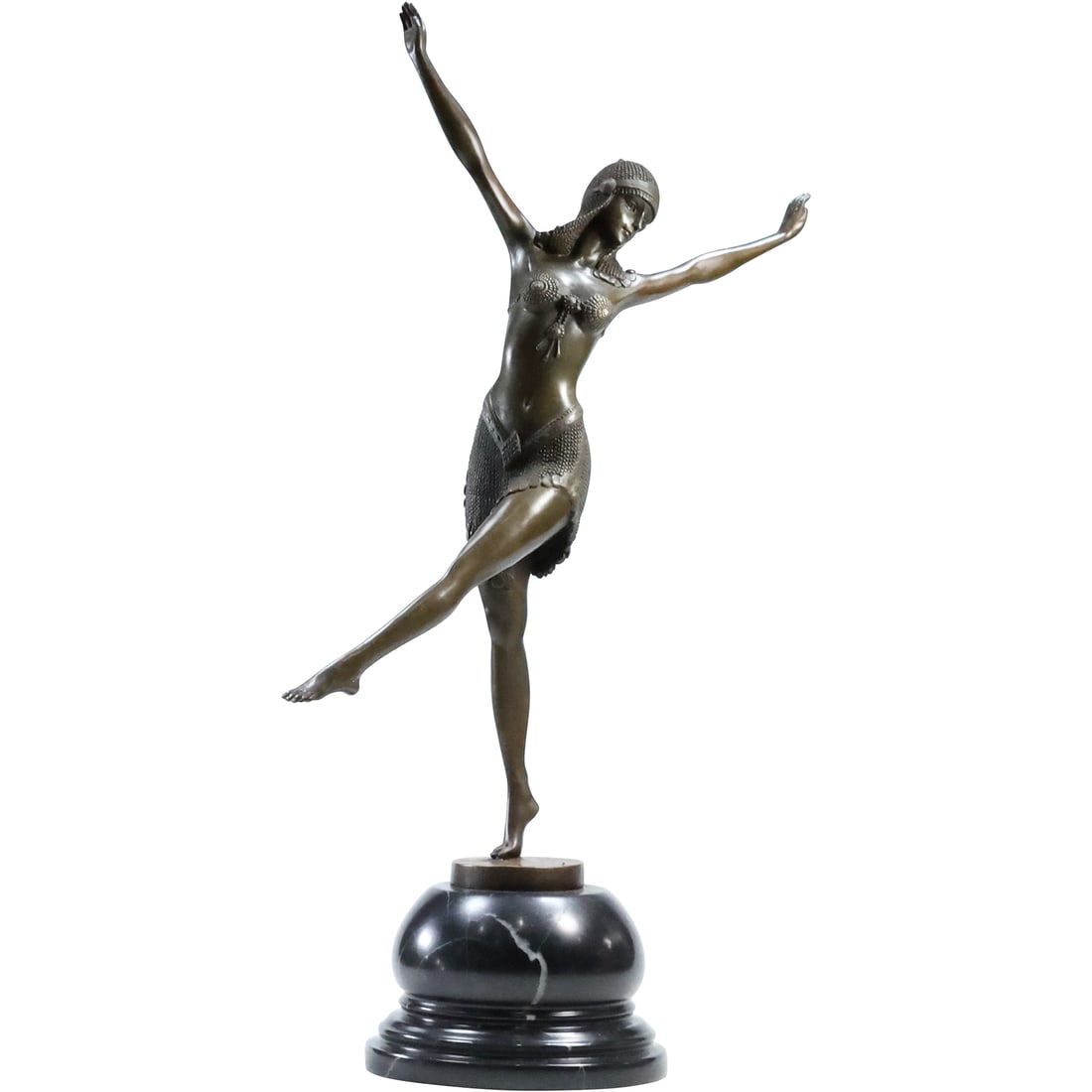 Signed D H Chiparus Art Nouveau Bronze Woman Dancer on Marble Base Sculpture 15.5 in. (1 of 19)