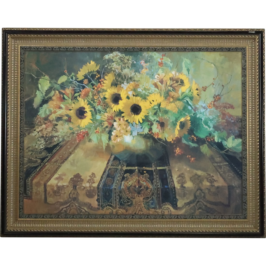 Meredith Brooks Abbott (b. 1938, Carpinteria, CA) Sunflowers Still Life Oil Painting Signed, Dated (1 of 20)