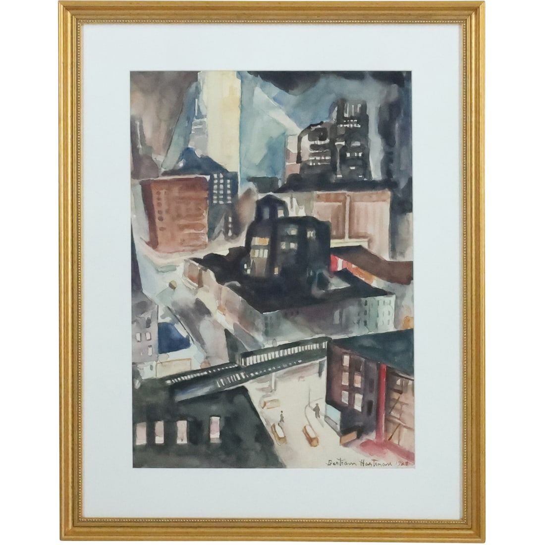 Bertram Hartman; 20thC. American Watercolor NYC Nocturne Signed (1 of 20)