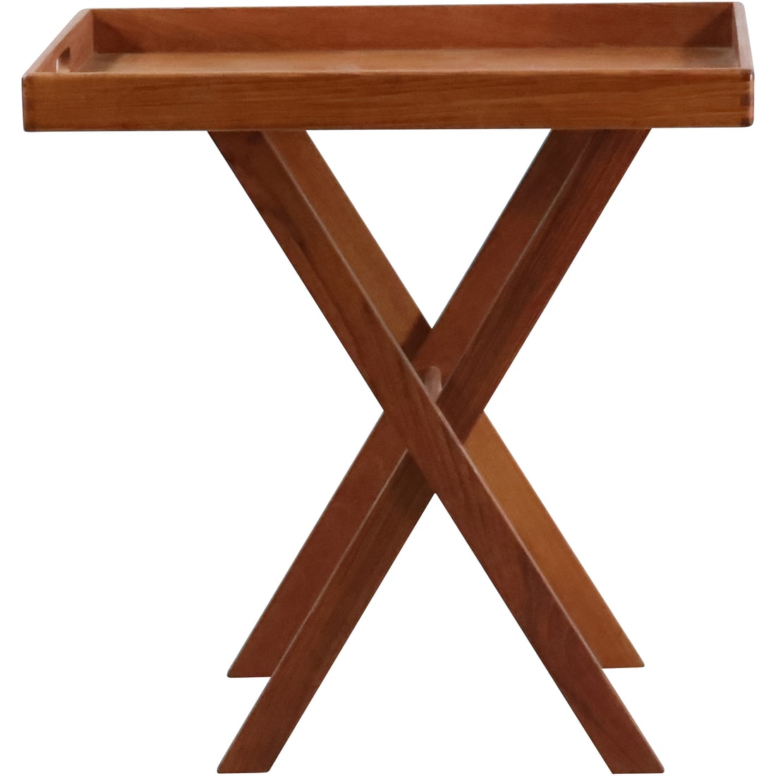 Mid-Century Modern Teakwood Tray on "X" Folding Base 21.5 inches height (1 of 20)