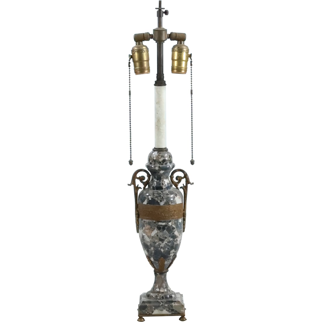 French Empire Polished Gray Marble Urn Style Table Lamp 25 in. overall height x 5.25 in. wide (1 of 18)