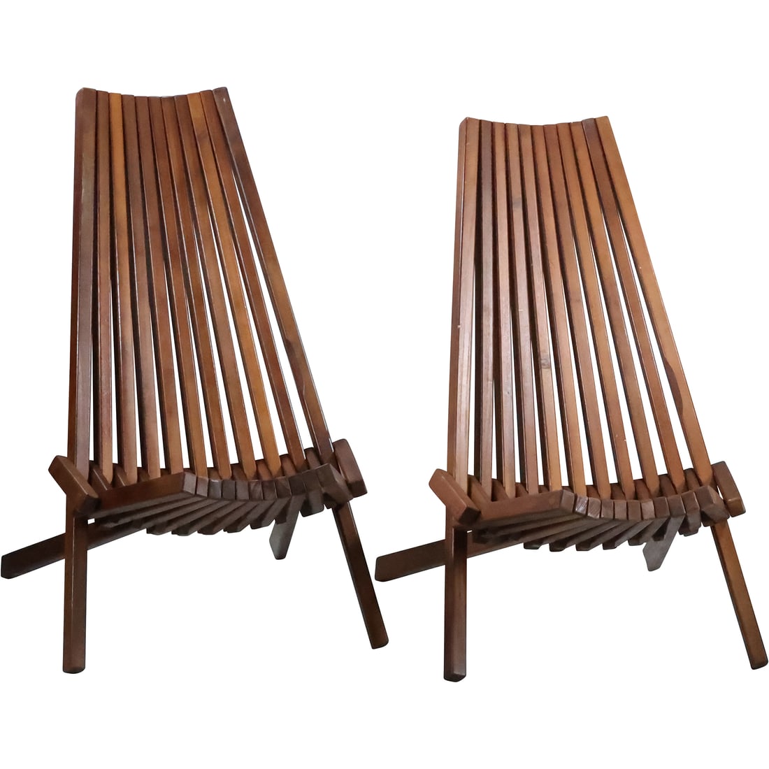 [2] Hans Wegner Style by Melino Teak Wood Folding Lounge Chairs - Clean (1 of 20)