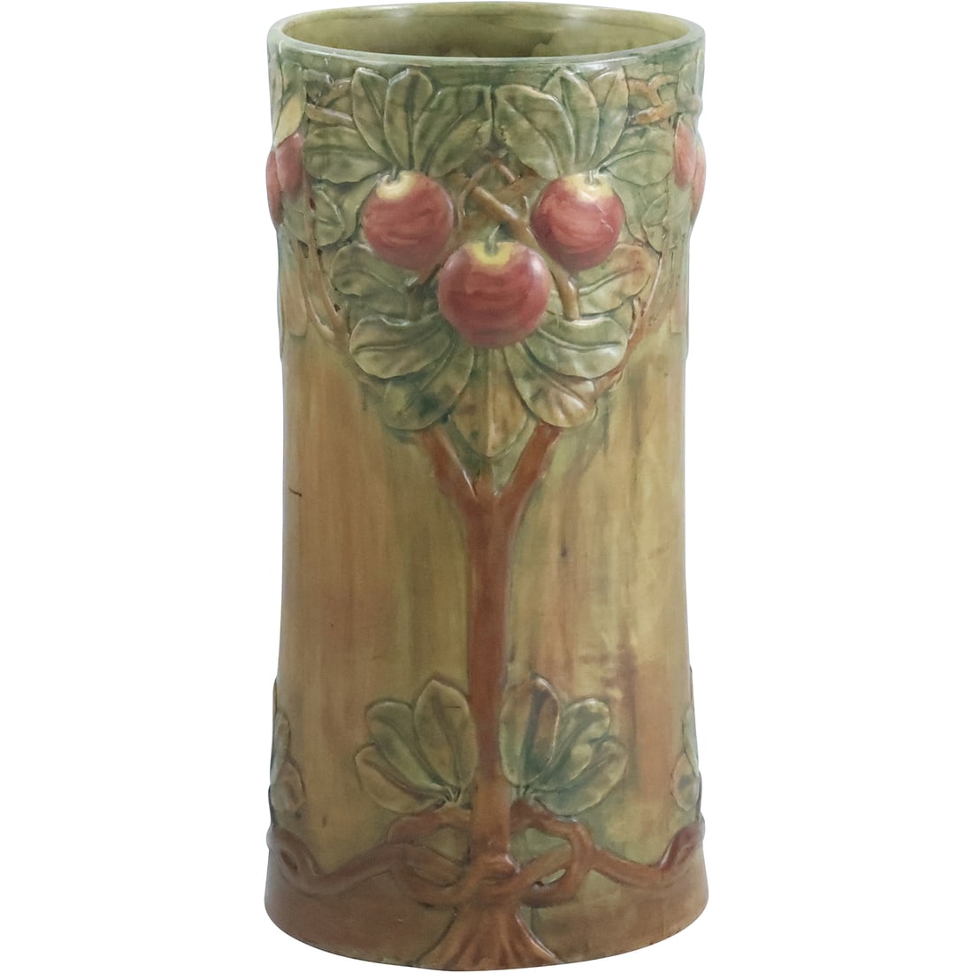 Weller Baldin Flemish 1915-20 Pottery Apple Tree Umbrella Stand 22.25 inches height x 10.75 in. dia. (1 of 20)