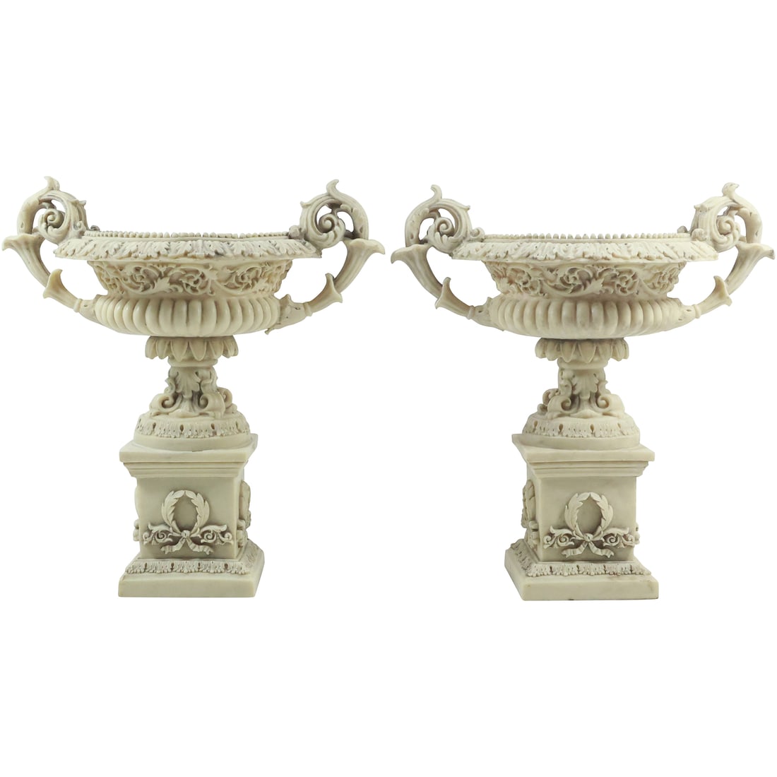 [2] Decorator Flower Urns on Pedestal Bases - Hard Resin Composition 13.25 inches height (1 of 20)