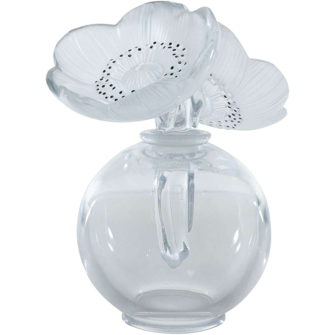 Signed Lalique France Crystal Glass Perfume Bottle with Double Flower Petals Stopper (1 of 20)