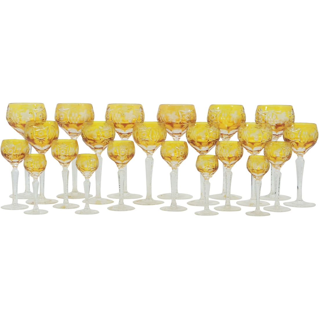 22 Nachtmann, West Germany: Amber Cut to Clear Glass Stemware (1 of 17)