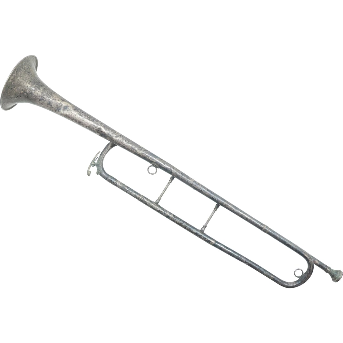 Antique Silver Plated Calvary Long Bugle 28.25 inches length King H.N. White, Cleveland (1 of 17)