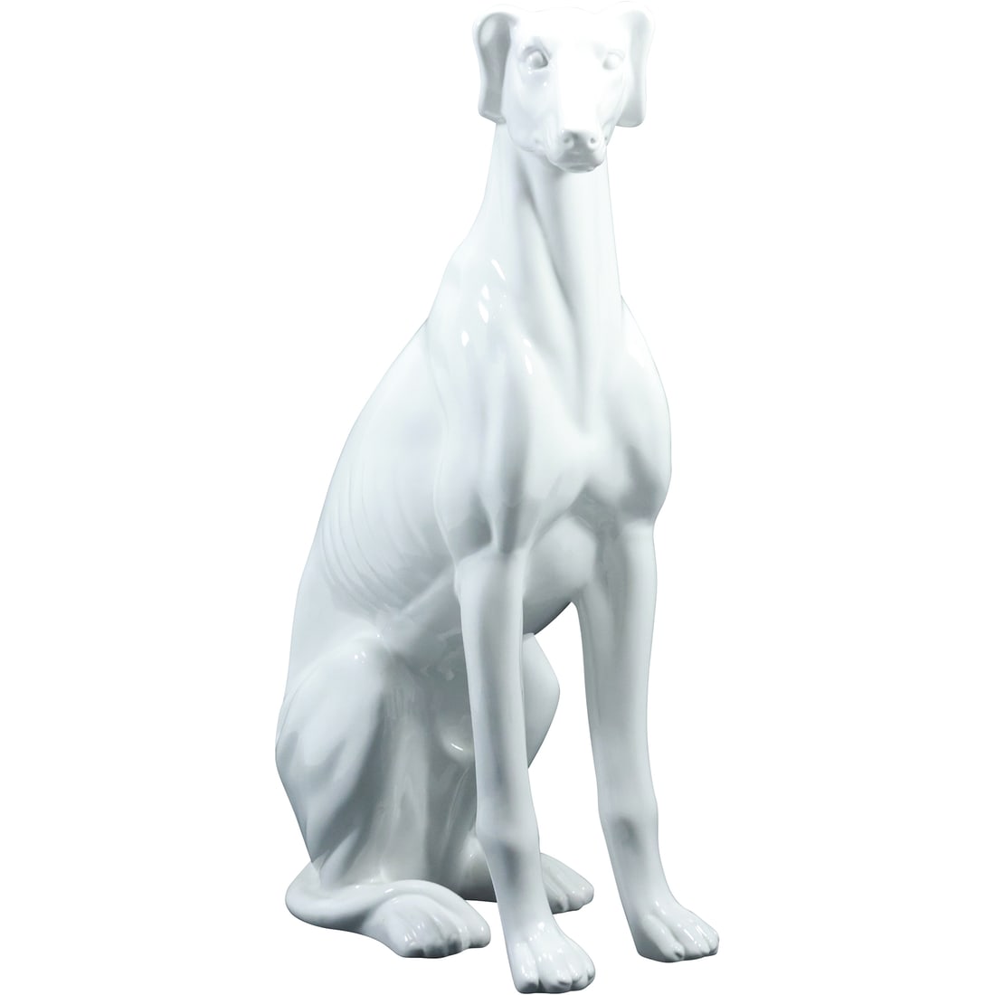 Tall Italian White Porcelain WHIPPET DOG Figure Statue 18 inches height x 11 inches wide (1 of 16)