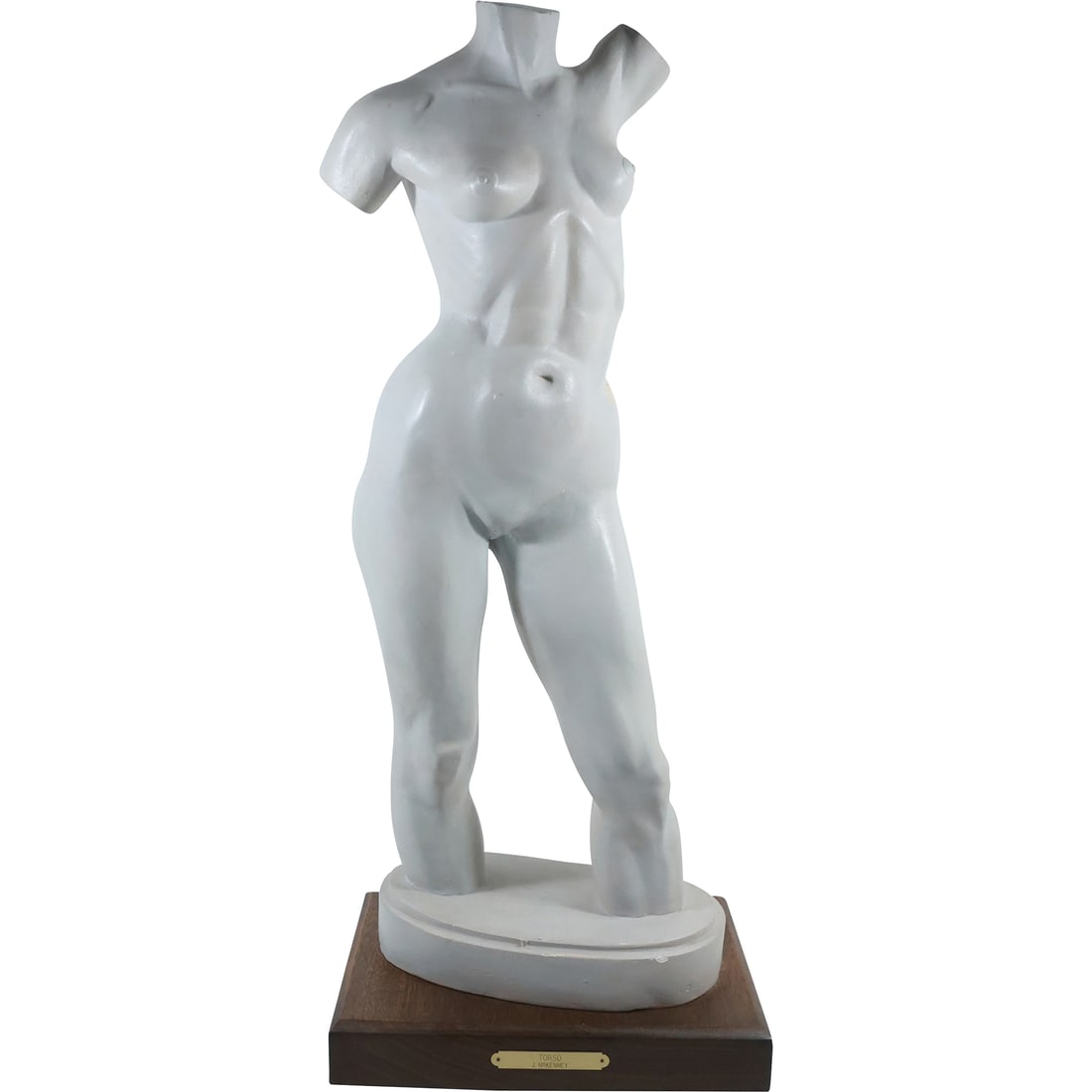 J. McKenney 1983, White Composition Sculpture of a Woman's Torso Body titled "Torso" 27.5 in. height (1 of 20)