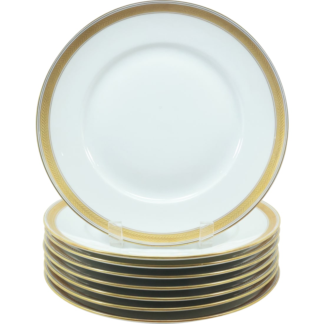[8] Richard Ginori "Trevi" Fine Porcelain Dinner Plates 10.5 in. diameter Gold Rims (1 of 19)