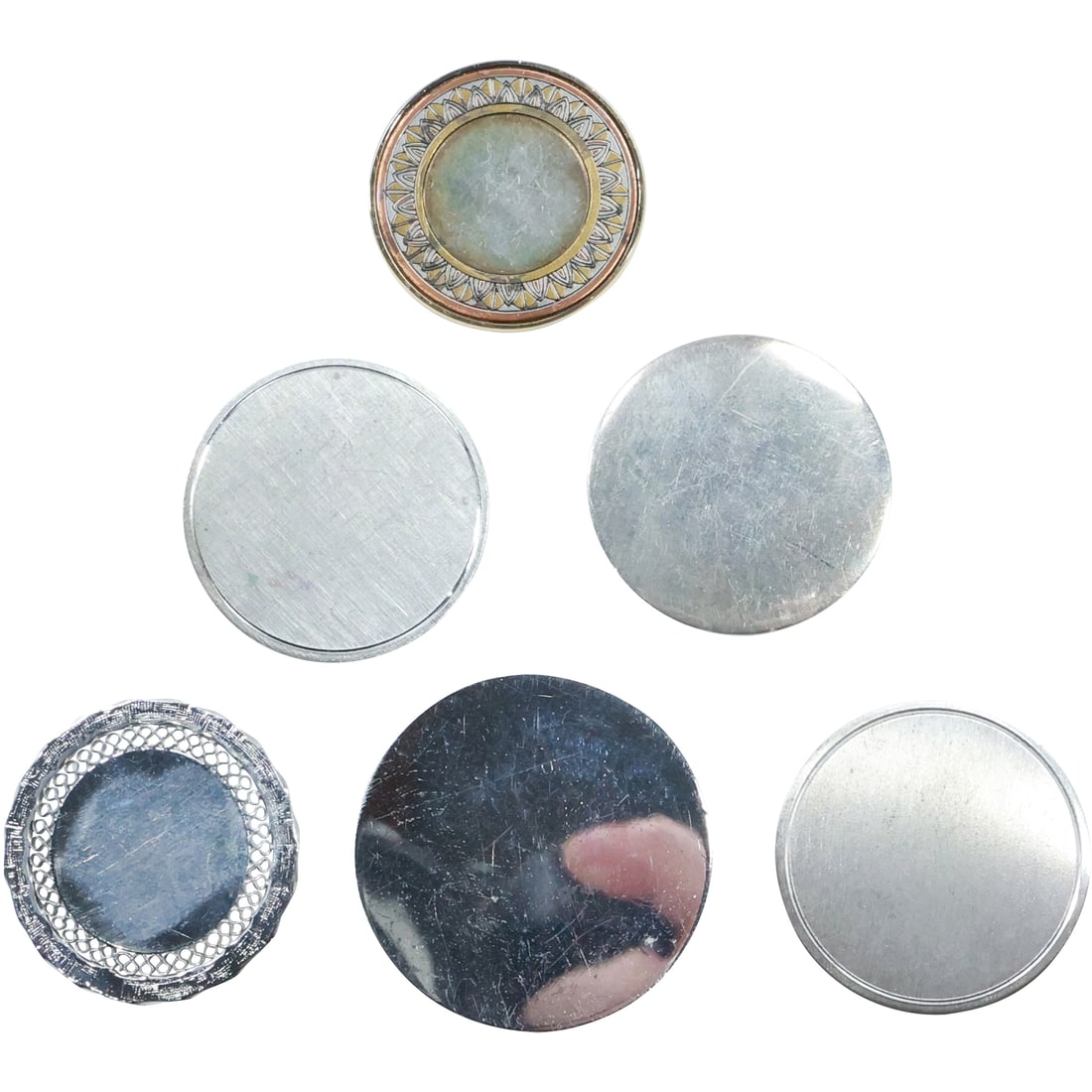 [6] Assorted Round Sterling Silver Pins: Reed & Barton Sterling Insert Pin ; 5 A&Z Sterling Initial (1 of 17)