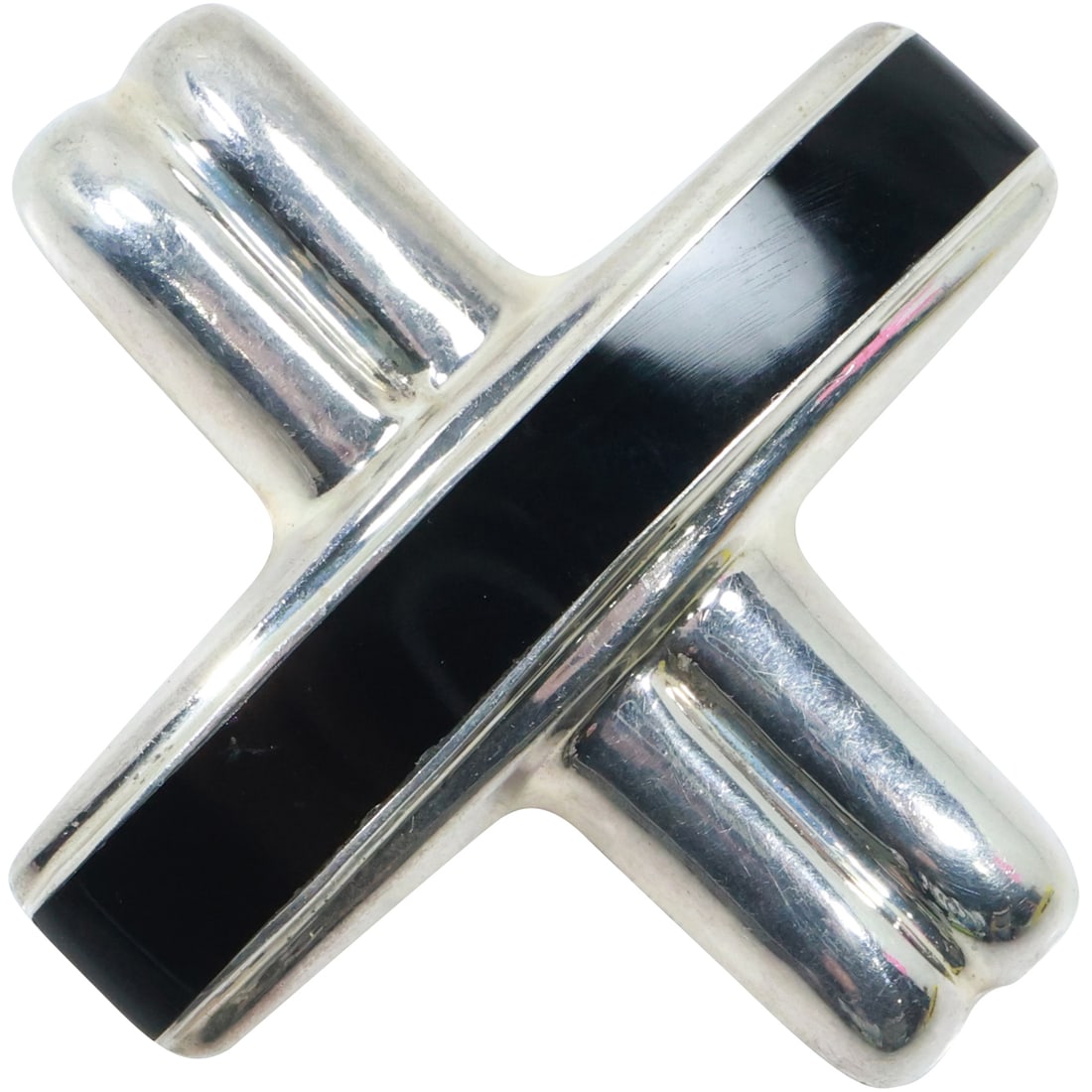 TP-121 Mexico .925 Sterling Silver Large "X" Pin / Pendant with Black Onyx 30.9 grams (1 of 15)