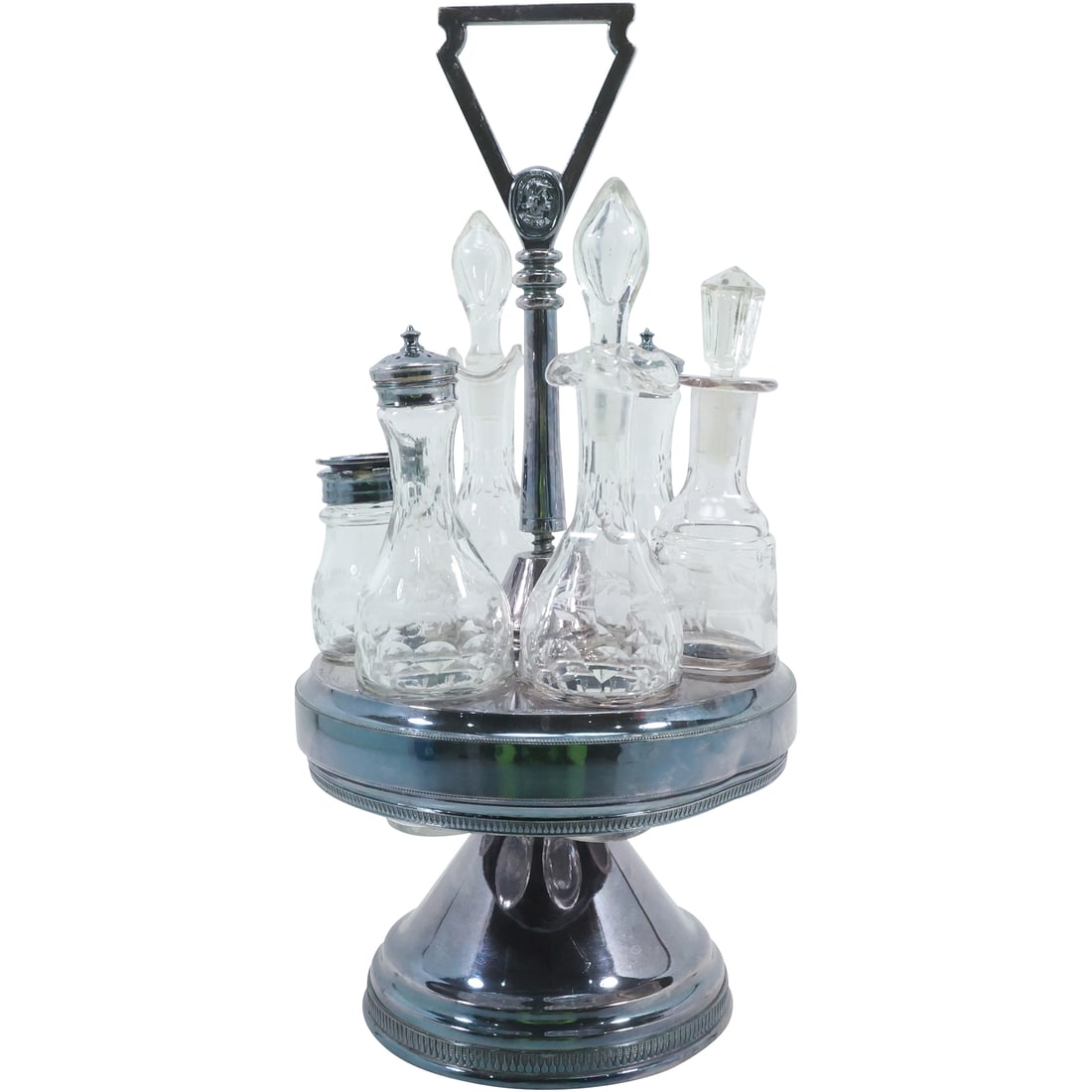 Victorian Silver Plate Castor Set with 6 Original Glass Bottles 15 in. height (1 of 20)