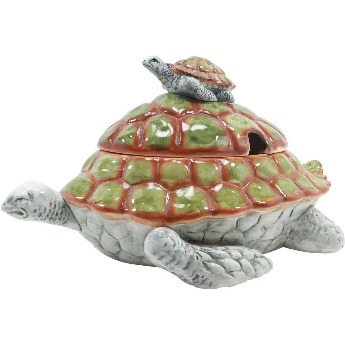 Large Italian Ceramic Sea Turtle Figurative Soup Tureen 9 in. height x 14 in. length: Large Italian Ceramic Sea Turtle Figurative Soup Tureen 9 in. height x 14 in. length. size: 9 in. x 14 in.