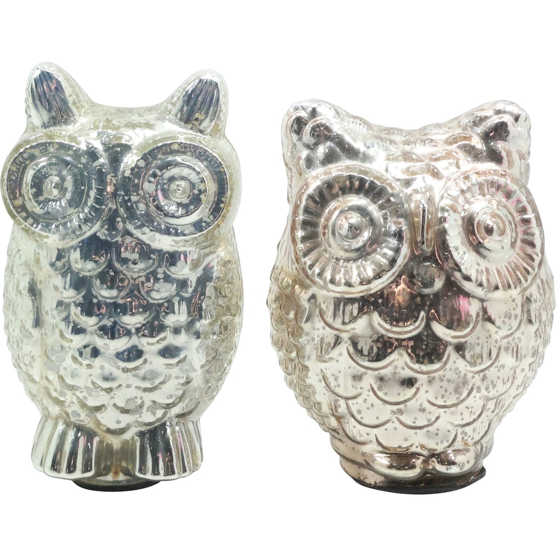 [2] Decorative Mercury Glass OWL Figures 8.5 in. height and 7.75 in. height (1 of 17)