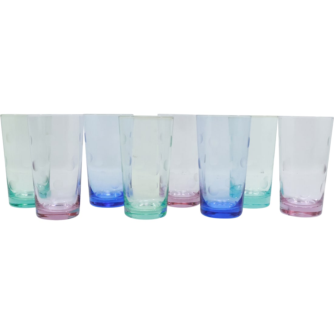 8 Multi Colored Glass Cocktail Glasses Barware (1 of 18)