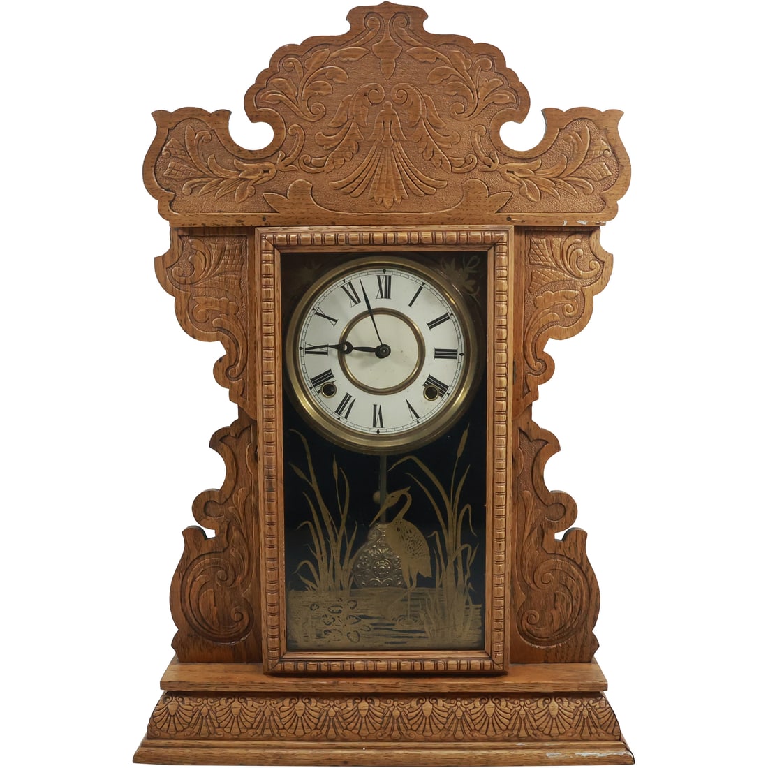 Fancy Victorian Oak Case Gingerbread Kitchen Mantle Clock 23 inches height x 15.5 in. wide (1 of 20)