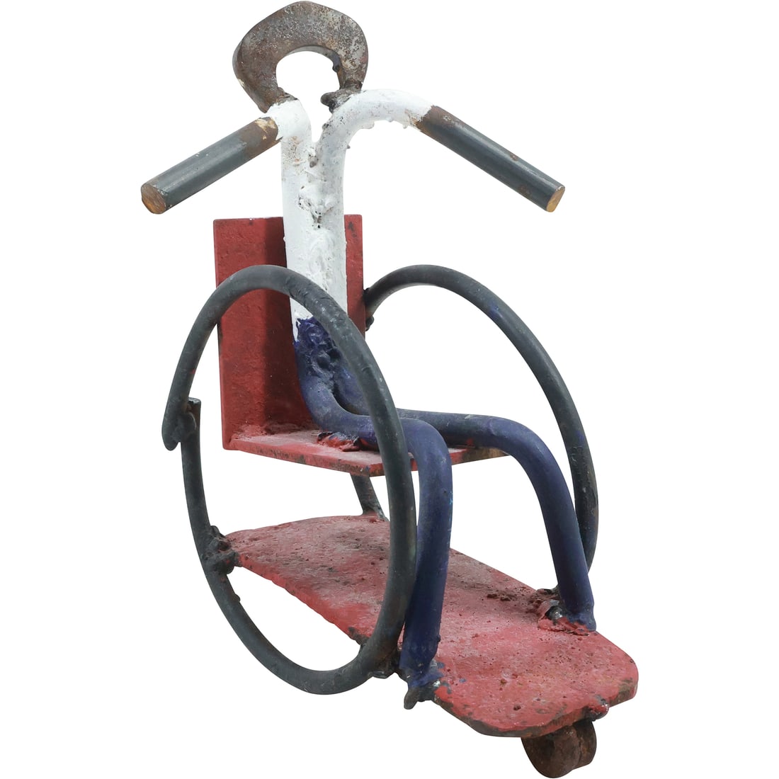 Brutalist Metal Sculpture Figure in a Wheel Chair 11.5 in. height x 9.5 in. wide (1 of 18)