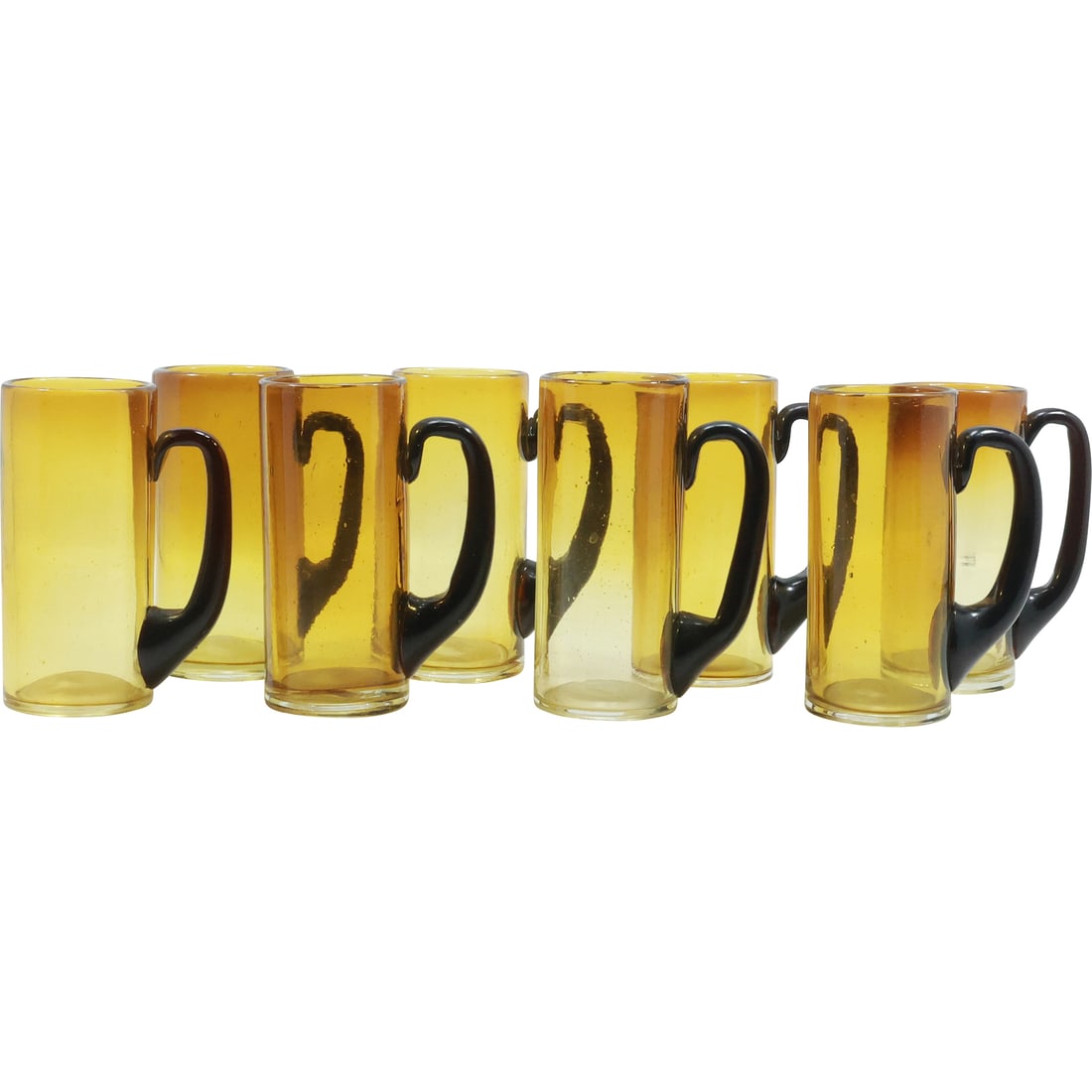8 Amber Glass Mugs with Applied Handles (1 of 15)