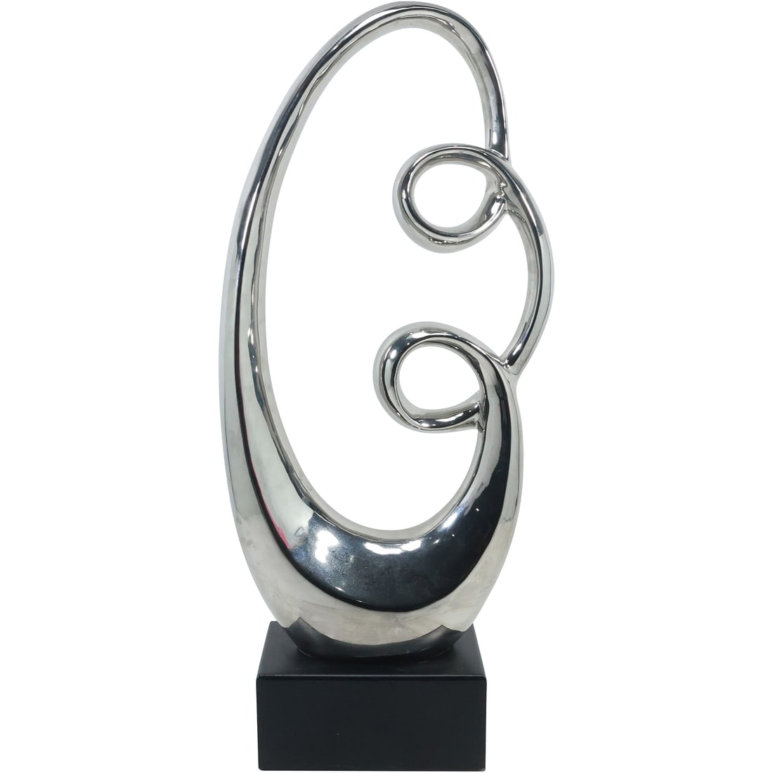 Chromed Finish Modern Design "Curl" Sculpture mounted on Base 23.5 inches height: Chromed Finish Modern Design "Curl" Sculpture mounted on Base 23.5 inches height. size: 23.5 in. x 10 in.