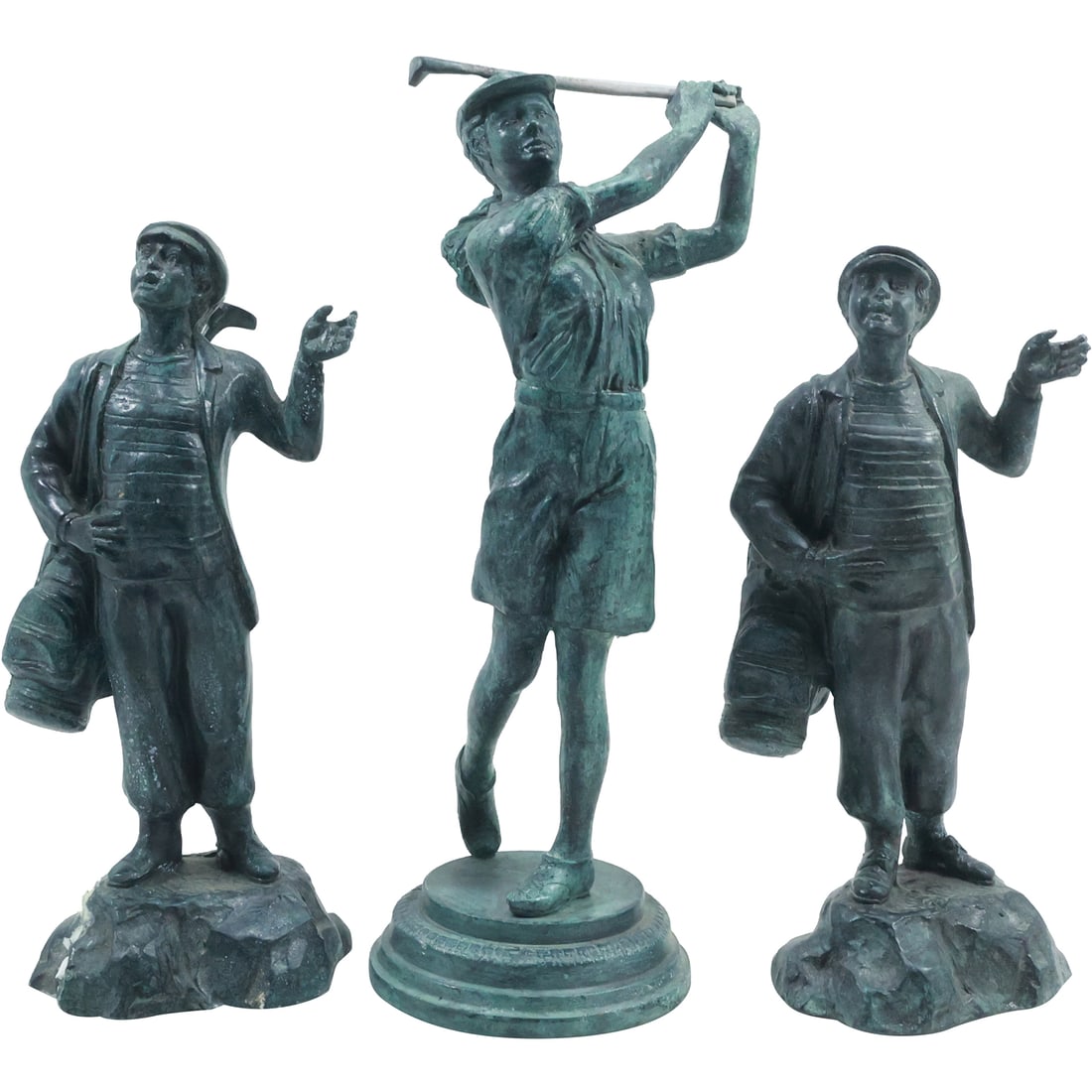 [3] MAITLAND SMITH Bronze Golfer Figure Statures with Original Labels 10.5 in. & 12.5 in. heights (1 of 20)