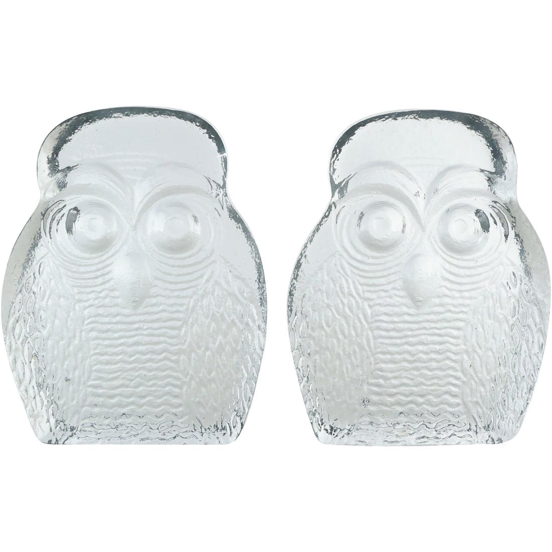 [2] BLENKO Thick Crystal Glass OWL Figure Bookends Designed by Joel Myers 7 in. x 5.5 in. (1 of 18)