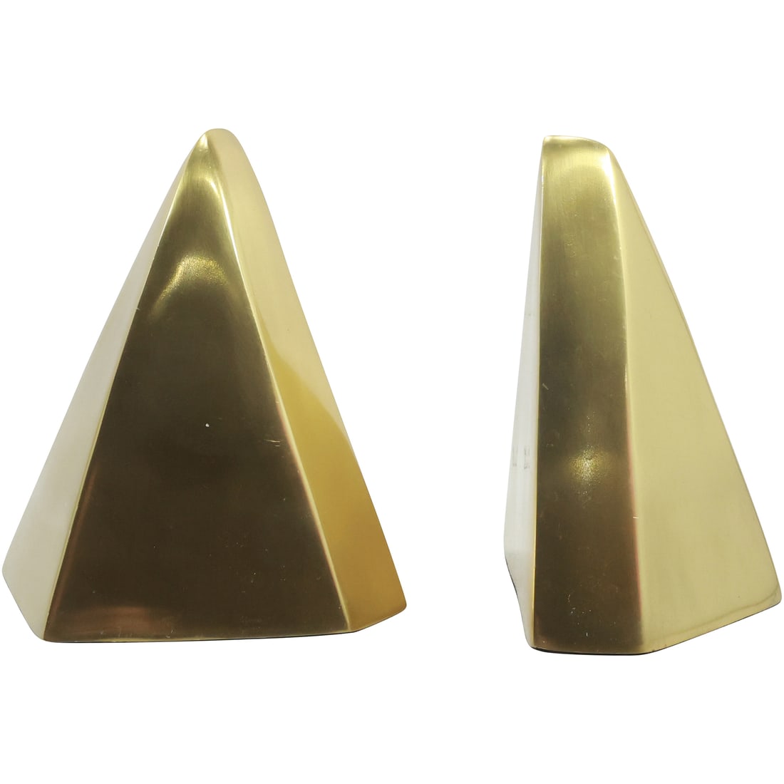 Modern Design Brass Finish Metal Triangular Bookends (1 of 15)