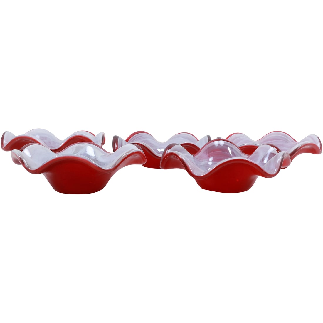 [5] VIETRI Italy Red Glass Bowls with Ruffled Rims 8 in. diameter (1 of 15)
