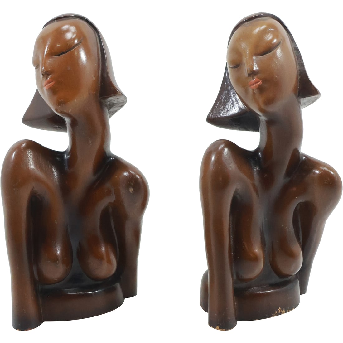 Pair Art Deco Josephine Baker Women Nudes Bookends in Hard Composition 8.5 in. height (1 of 20)