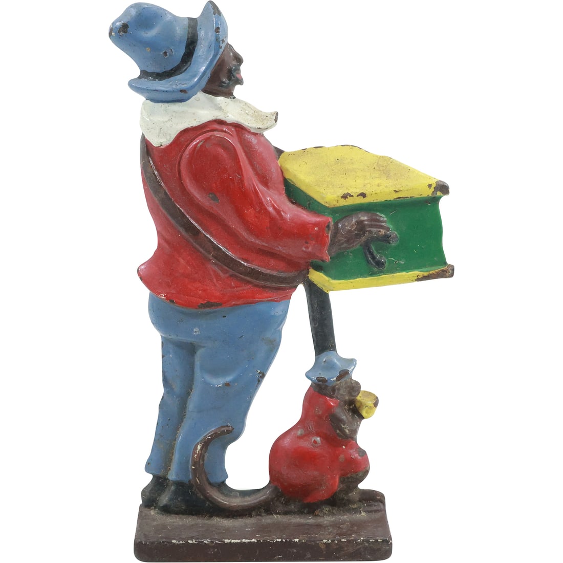 Antique Cast Iron ORGAN GRINDER WITH MONKEY Doorstop in Original Paint 10.25 in. height (1 of 19)