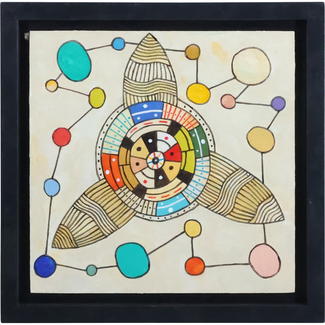 Steven Jennis, American, Oil on Board Painting Molecular Space Age Abstract: Steven Jennis, American, Oil on Board Painting Molecular Space Age Abstract, Signed, Framed. Well Listed American Artist. Provenance: Acquired directly from the Artist. size: 12 x 12, 14.5 x 14.5 outs