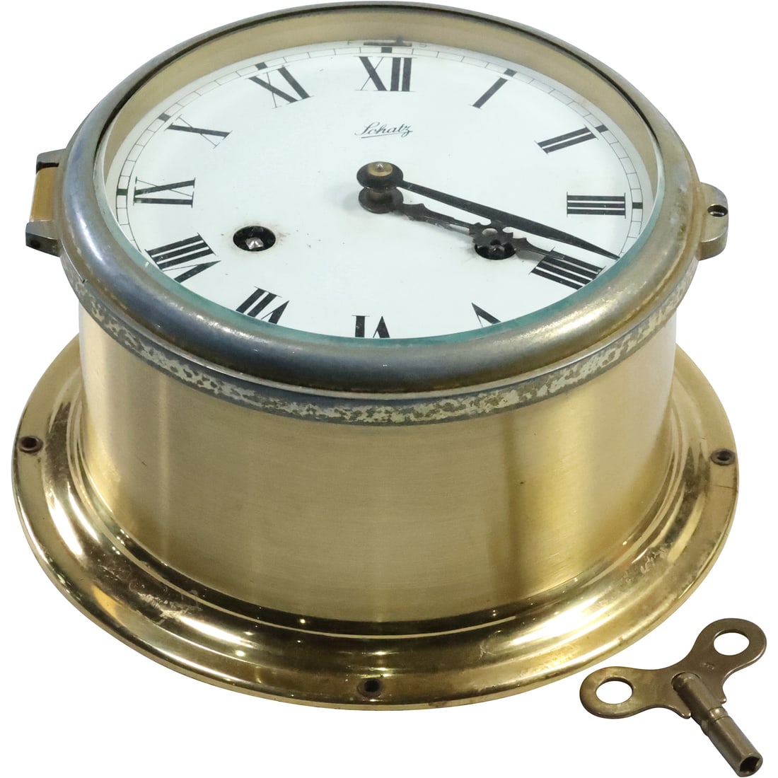 Schatz Brass Ship's Clock with Key 7 inches diameter (1 of 20)